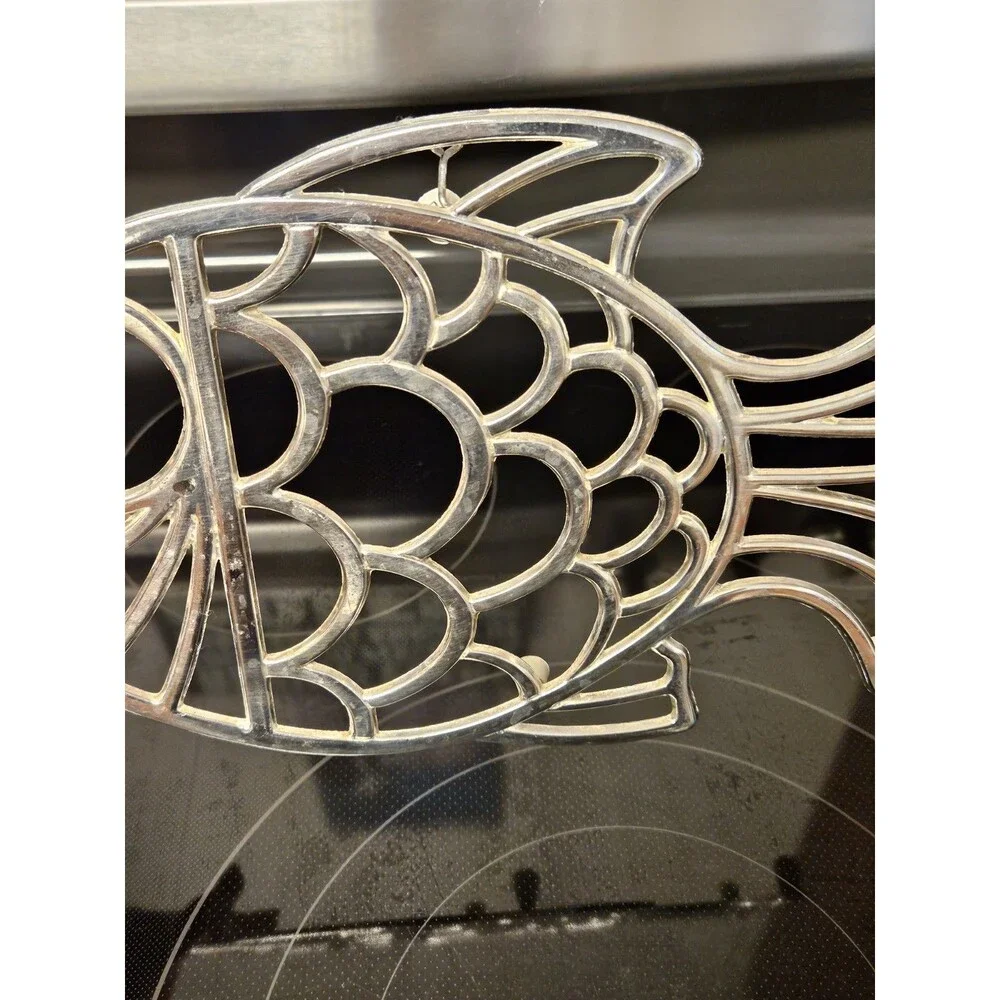 Vintage Leonard Silver Plated Fish Trivet Wall Hanging Made In Italy